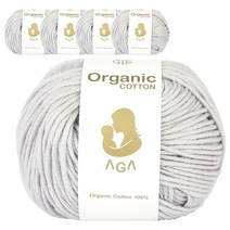 연일섬유 오가닉 코튼 아가 면 뜨개실 5p, 스모키