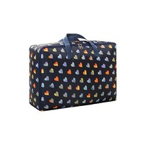 마켓감성 방수 코튼 이불보관함 가방 S, 네이비하트, 1개