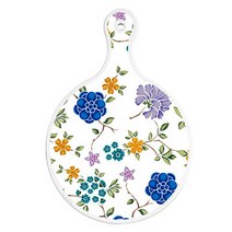 로엠디자인 양면 원형 서빙 도마 보드 로맨틱블루floral화이트, 닭패턴, 1개