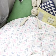 오즈맘 면 100% 이중거즈 보들보들 유아 여름 블랭킷 대 100 x 120 cm, 북유럽쉐보른 핑크
