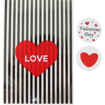 황씨네도시락 하트봉투 블랙 100p + 발렌타인 원형 스티커 100p, 1세트