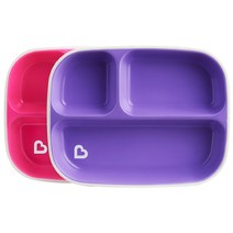 먼치킨 논슬립 이유식판 2p 세트, 퍼플, 핑크, 단품
