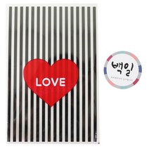 황씨네도시락 하트 속포장봉투 블랙 50p + 스티커 백일 전통 50p, 1세트