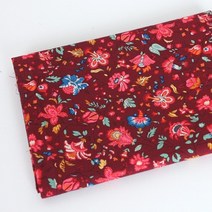 패브릭아트 순면 플라워패턴 원단 30수 오리리, 버건디