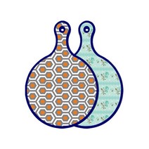 로엠디자인 블루에디션 양면 원형 서빙도마 보드 샤이닝패턴, 옥색로즈, 1개