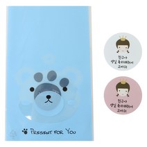 황씨네도시락 비접착 애니멀 봉투 곰 30p + 왕관 걸 스티커 30p, 1세트