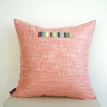 나비손길 린넨 색동띠 쿠션 솜포함, 26 피치 + 레드