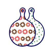로엠디자인 블루에디션 양면 원형 서빙도마 보드 초코도넛, 소나무아트웍, 1개