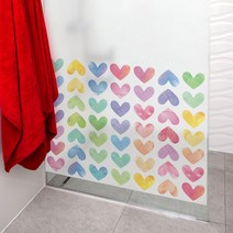 제제데코 반투명 칼라안개 창문시트지 하트프릴 2, 혼합 색상