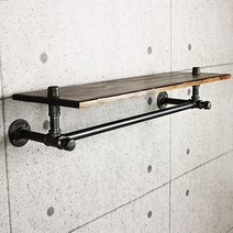 인파이프 BSH105 파이프원목 벽선반 행거_고무나무 엔틱 행거, 15A-800-300