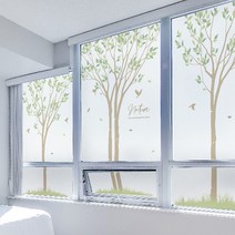 제제데코 반투명 칼라안개 창문시트지 흩날리는나무사이로, 배경색없음