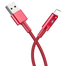 호코 스마트 고속충전 데이터 케이블 과충전방지 APPLE 8PIN, U47 RED, 1개
