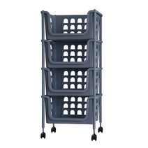 보노하우스 이동식 오픈 바스켓 4단, 네이비, 1개