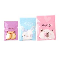 해피프렌즈 비접착 쿠키봉투 고양이 50p + 토끼 50p + 곰 50p, 1세트