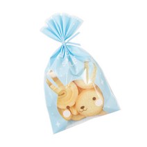 해피프렌즈 비접착 쿠키봉투 하늘토끼 50p + 막대타이 랜덤 발송 50p, 1세트