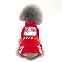 펫츠랜드 강아지용 해적고양이 올인원, 레드