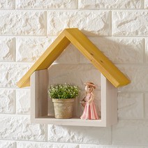 홈스토리 원목 미니하우스 수납선반, 옐로우