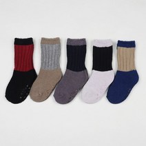 꼼지 유아동용 T닐리배색 탁텔 수면양말 5족