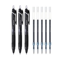 유니 미쯔비시 제트스트림 유성볼펜 0.7mm 3p + 전용리필심 0.7mm 5p 세트, 블랙, 1세트