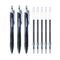유니 미쯔비시 제트스트림 유성볼펜 0.38mm 3p +전용리필심 0.38mm 5p 세트, 블랙, 1세트