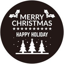 스티키데코 크리스마스 스티커 레터링 해피 홀리데이 트리, 블랙, 24개입
