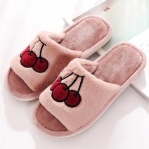 DM 알럽홈 과일자수 여성 거실화, 딥핑크, 1개