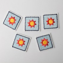 패션포인트 미니 자수 와펜 네모패치 28 x 28 mm, 해, 5개입