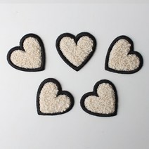 패션포인트 미니 자수 와펜 40 x 38 mm, 보슬이하트 화이트골드, 5개입