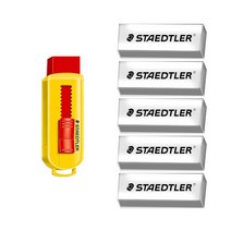 스테들러 슬라이딩 지우개 본체 랜덤 발송 + 리필 화이트 5p 세트, 혼합 색상, 1세트