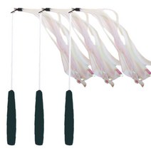 아이엠 고양이 파다닥 힐링 2단 낚시대 반짝이투명리본, Black, 3개입