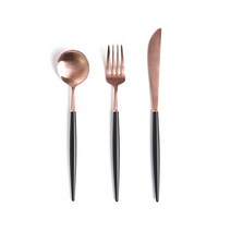 에펠라인 로즈골드 커트러리 디너세트, 블랙, 스푼 + 포크 + 나이프