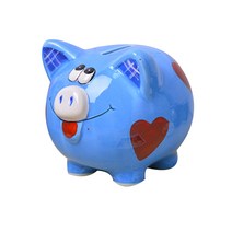 미니띠네 하트 돼지 저금통, 블루, 1개