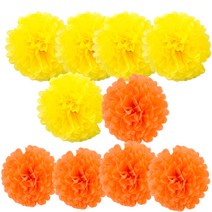 파티쇼 파티꽃볼 10개세트 옐로우오렌지+마운트 10개입, 혼합 색상