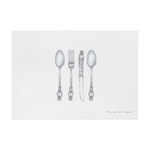 모리스벤암펠 멜로우스페이스 Green PVC 코팅 사각 테이블 식탁 매트 CM-VS1, 스푼1, 44.5 x 31 cm