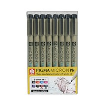 SAKURA 피그마 마이크론 PN 컬러 피그먼트 잉크펜 0.5mm 8색 세트, 혼합 색상, 1세트