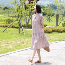 팡팡샵 T 반체크단추 임산부 원피스