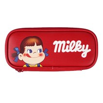 페코짱 슬림 펜슬 파우치, 레드 밀키, 1개