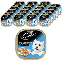 시저 흰살생선과 야채 반려동물 주식 캔, 흰살 생선과 야채, 100g, 24개입