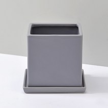 가꾸지오 무광택사각화분 + 받침 15SM, 그레이