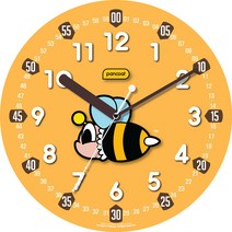 팬콧 인테리어 어린이 교육용 무소음 벽시계 PT2032, 꿀벌