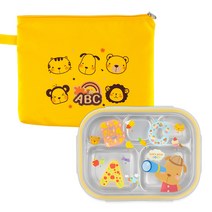 ABC 스텐식판가방도시락, 혼합 색상, 식판 + 뚜껑 + 가방