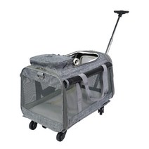 도그아이 강아지 고양이 린넨 이동가방 캐리어, 그레이