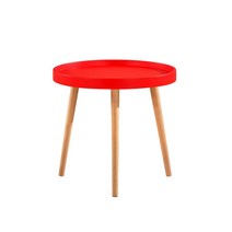 신원 비타 원형 트레이 사이드테이블, 레드