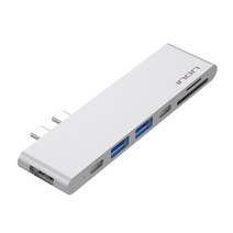 아이논 USB 3.0 C타입 듀얼 7in1 멀티허브 썬더볼트3 맥북프로 IN-UH310C, 실버