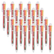 투영디자인 심플 투명 6컬러 볼펜 0.7mm, 블랙, 레드, 오렌지, 그린, 블루, 퍼플, 20개
