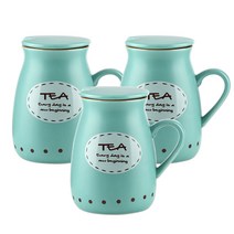 삼호유리 뚜껑 밀크 머그컵 400ml SH150501, 블루, 3개