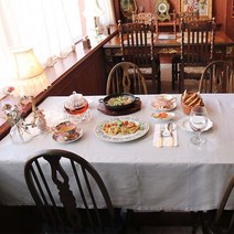 작은꾸밈 린넨 방수 테이블보 식탁보, 그레이, 4인(180 x 130 cm)