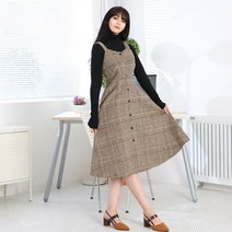 페이퍼먼츠 모직 체크 겨울 하객 뷔스티에 원피스 7137