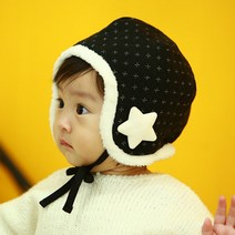 무슈 아동용 포인트별 귀달이 모자