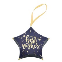 도나앤데코 미라클 별모양 포장 상자 + 리본 세트, best wishes 네이비골드, 20세트